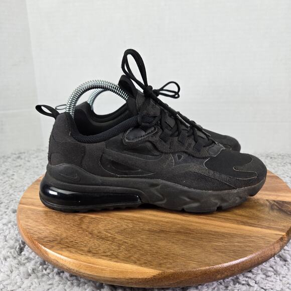 Nike Air Max 270 React Triple Black GS Gym Athletic Sneakers Kids 5y BQ0103-004 - Picture 3 of 11